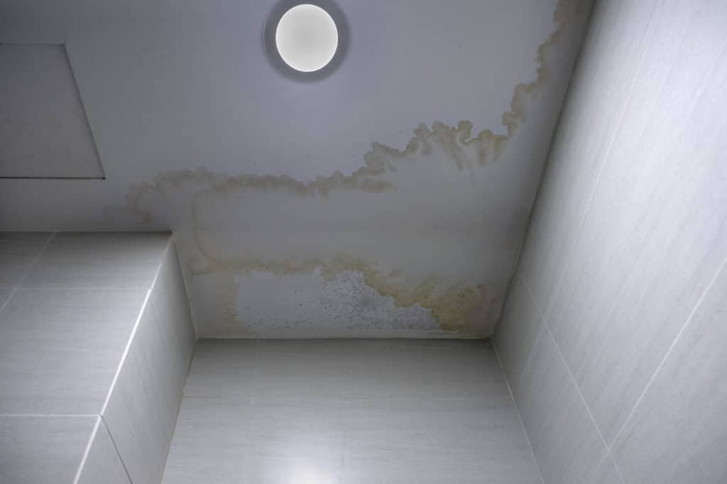 water marks on ceiling indicated a roof leak